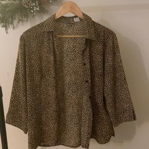 Leopard print button down